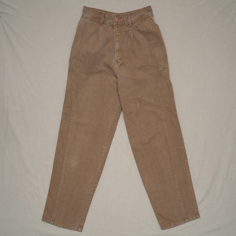 Vintage New York & Co 70s 80s Hidden Pocket Wrap Around Brown Cotton Denim Pant